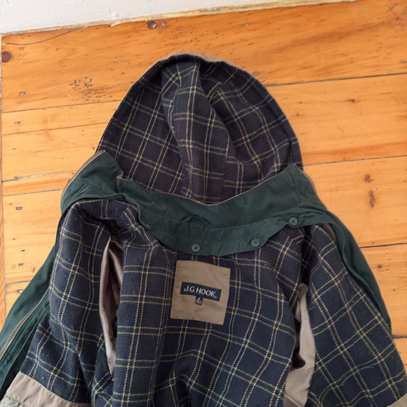 Vintage J.G. Hook Made In Ukraine Field Jacket Barn Coat S Hood Drawstring Waist - Picture 6 of 13